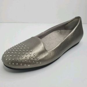 Vionic Bondi Pewter Studded Ballet Flats Silver
